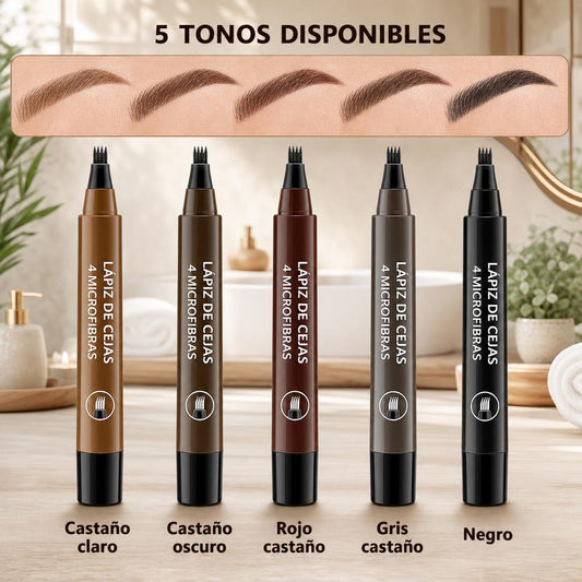 Los 5 tonos disponibles del lápiz de cejas de 4 puntas