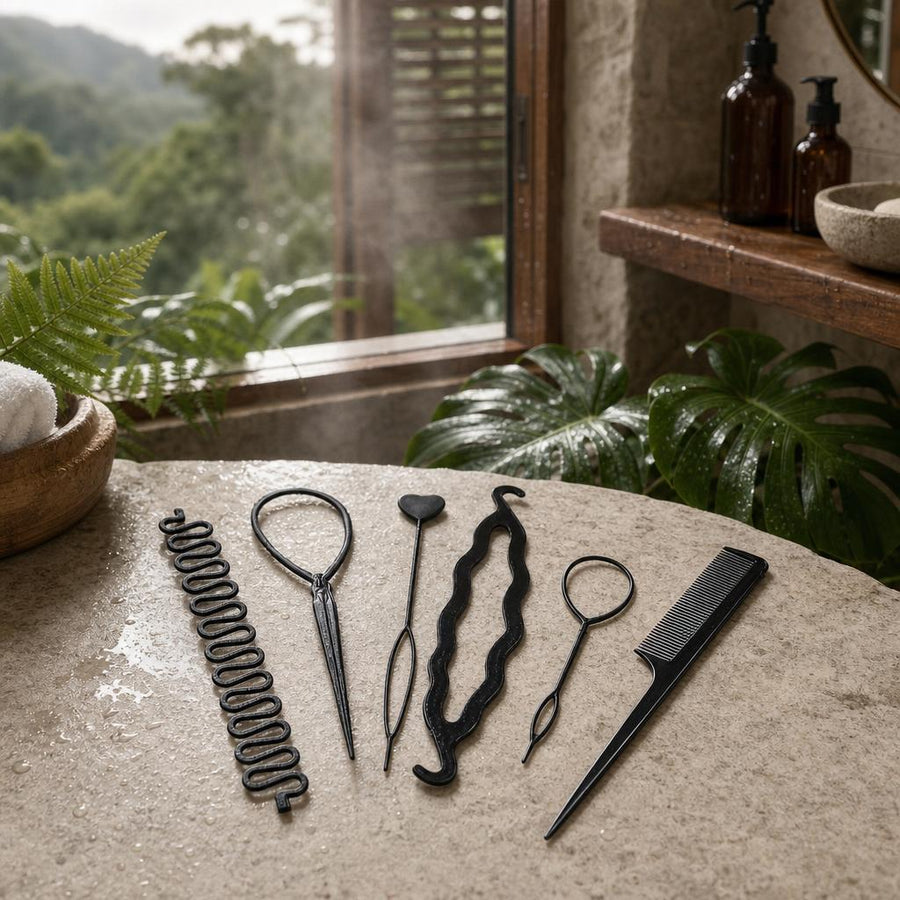 Set de 6 herramientas para peinar y trenzar el cabello