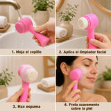 Pasos de uso del cepillo exfoliante facial