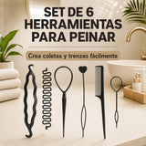 Set completo de las 6 herramientas para peinar y trenzar