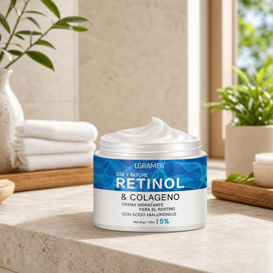 Crema facial reafirmante con retinol y colágeno, bote de 30 g